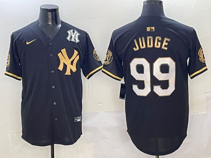 Men New York Yankees #99 Judge Black Gold Five generations Nike 2025 MLB Jersey style 4->new york yankees->MLB Jersey